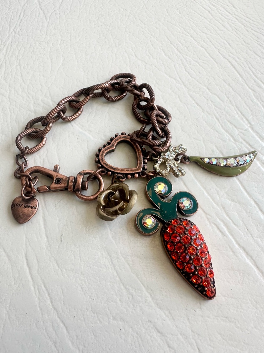 Betsy Johnson carrot charm  bracelet